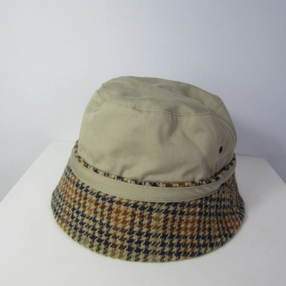 New Unisex M / L  J Crew Bucket Hat Lambswool Herringbone Khaki Beige Reversible